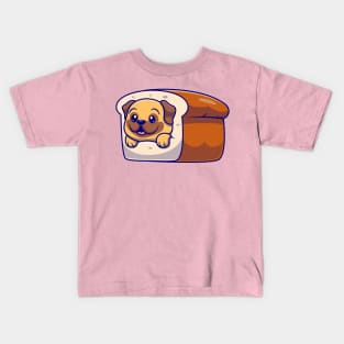 Cute Bulldog Bread Cartoon Kids T-Shirt